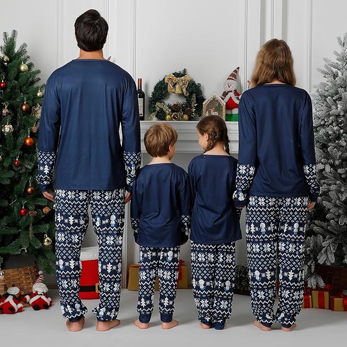 Family Christmas PJs Matching Sets, Cute Holiday Pajamas Printed Top and Pants, Xmas Jammies for Couples/Men/Women