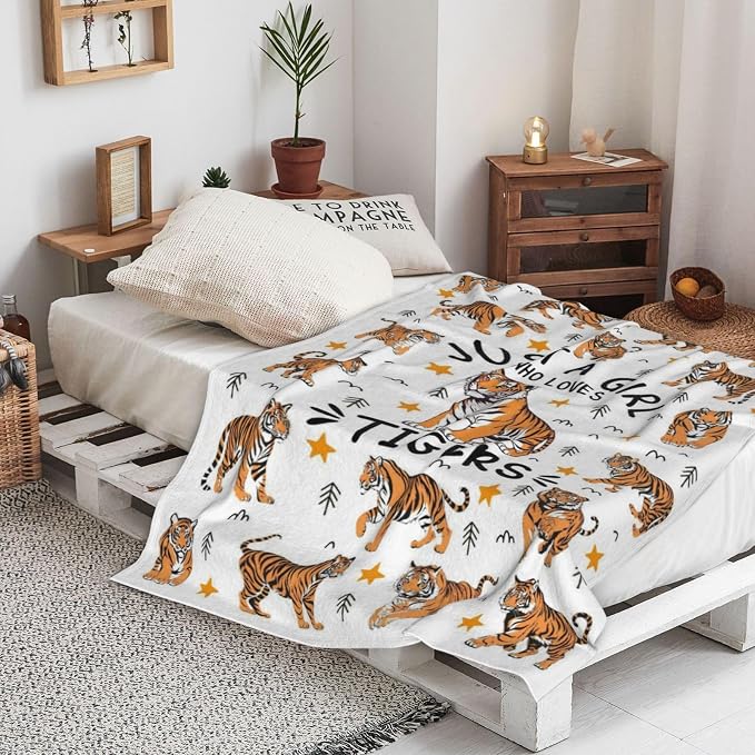Tiger Blanket Animal Gifts for Women Girls,Tigers Print Stuff Tiger Decor Animals Throw Blanket,Tigers Gifts for Kids Adults 60"x50"