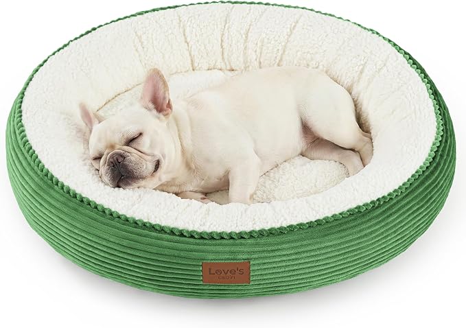 Love's cabin Round Donut Cat and Dog Cushion Bed, 30in Pet Bed for Medium or Large Dogs, Anti-Slip & Water-Resistant Bottom, Soft Durable Fabric Pet Beds, Washable Calming Cat Bed, Light Green