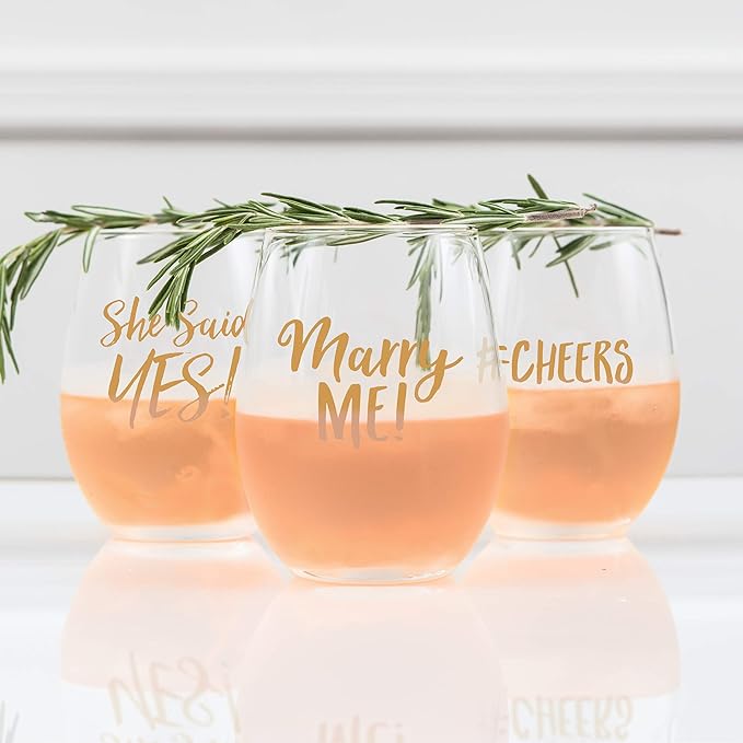 WEDDINGSTAR Personalized Large Stemless Wine Glass 15oz - 168 pack