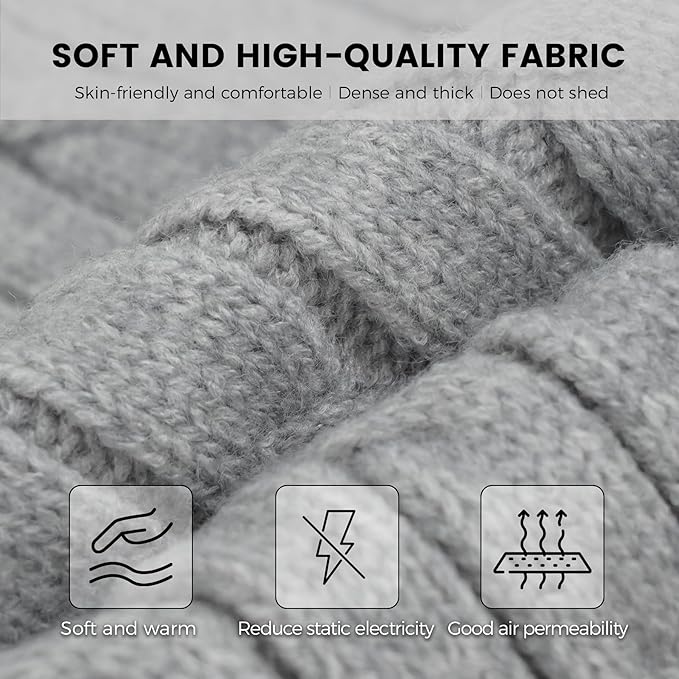 Womens Winter Beanie Hat Scarf Gloves Set, Knit Touch Screen Gloves Long Scarf Skull Caps Fleece Lined Winter Gift