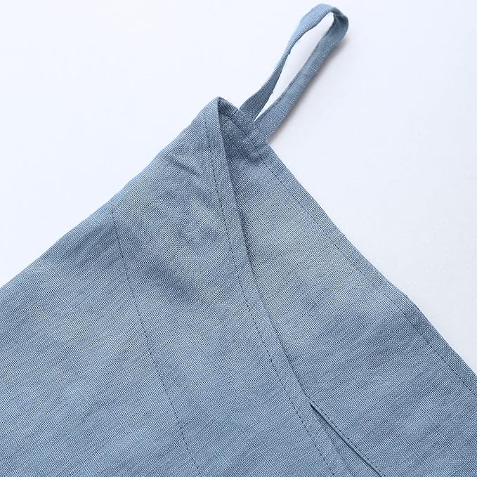 Amazhiyu Pure Linen Over The Door Laundry Hanging Hamper Bag for Holding Dirty Clothes and Saving Space Light Navy