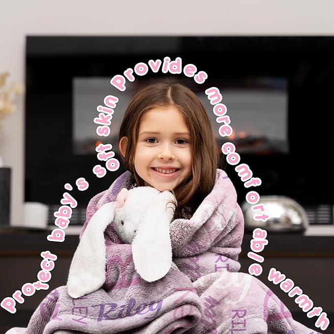 Ships Next Day- Custom Blanket with Name, Personalized Kids Throw Blankets, Teen Girl Gifts Trendy Stuff, Christmas Birthday Gifts for Boys Girls