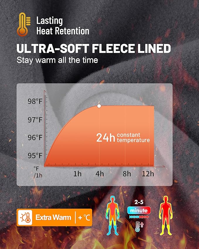 Moozava Mens Thermal Long Sleeve Shirt Fleece Lined Compression Base Layer Top Cold Weather Gear Hunting Athletic Undershirt