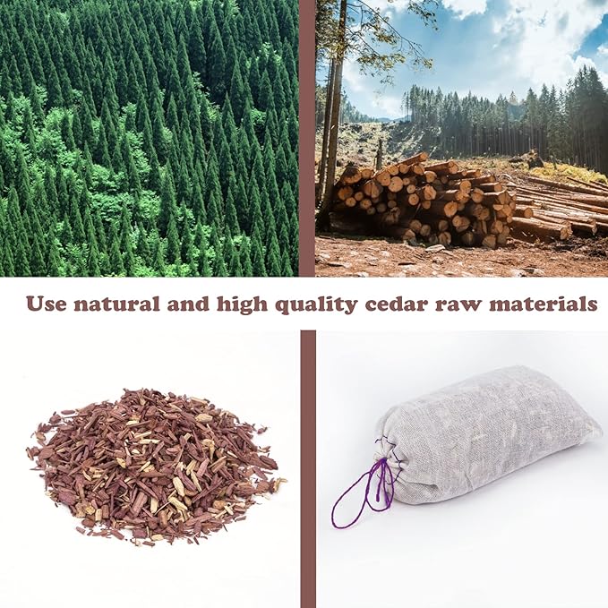 24 Pack Lavender Sachets Bags for Drawers and Closets, Cedar Sachets for Moth Repellent, Home Fragrance for Wardrobes Closets