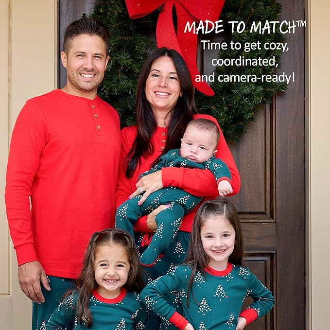 JAMIE Matching Family Jammies Holiday Pajamas 100% Organic Cotton PJs Adults, Kids, Toddlers, Baby, Pets
