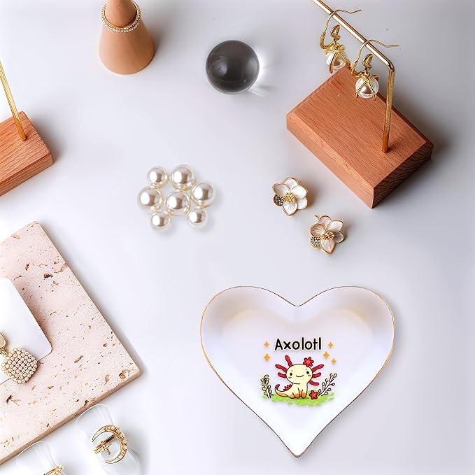 Axolotl Ring Holder Dish Tray, Gifts For Women Teens Girls, Axolotl Lovers Themed Stuff Accessories Things Decor Merch, Home Room Ring Earrings Necklace Organizer Holder!