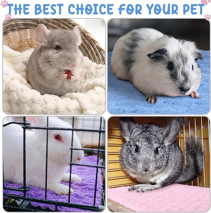 Moukeren 20 Pcs Guinea Pig Fleece Bedding Blankets Bulk Washable Small Animal Fleece Cage Liners Pet Sleeping Mat Cover for Hamster Chinchilla Rabbit Hedgehog(12 x 12 Inch,Cloud Style,Bright Color)