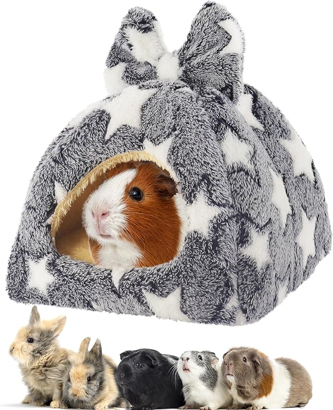 Mygeromon Guinea Pig Bed Rabbit Hideout Cuddle Cup Washable (Star Style) | Winter, Small Animals Sleeping House, for Ferret, Chinchilla, Bunny