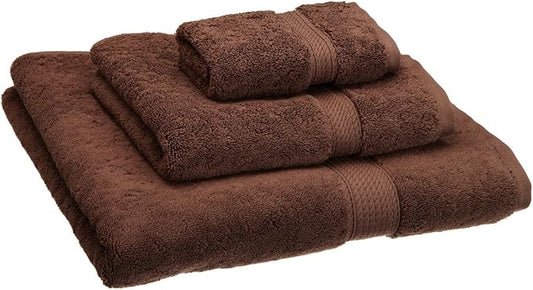 Buckingham Egyptian Cotton 3-Piece Towel Set, Washcloths, Hand Towels, Bath Towels, Chocolate