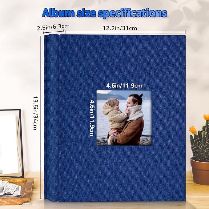 Photo Album 4x6 with 600 Pockets,Slip-in Picture Albums,Linen Cover Memory Book with Front Window,White Page Vertical Photo Book for Wedding,Family,Anniversare,Baby,Vacation