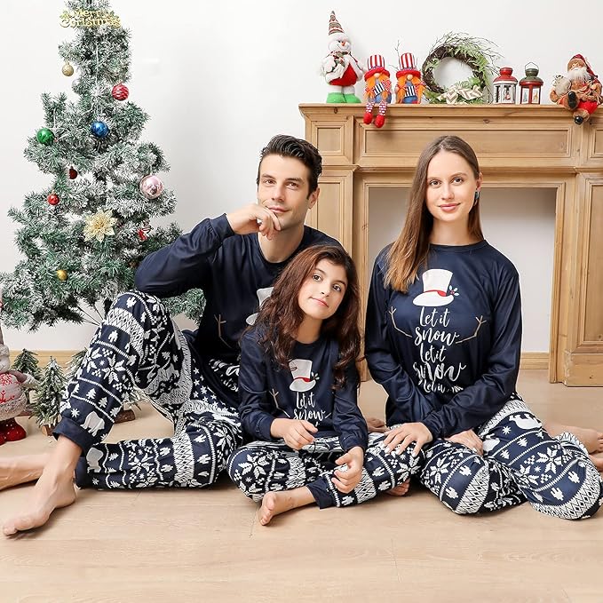 Family Christmas PJs Matching Sets, Cute Holiday Pajamas Printed Top and Pants, Xmas Jammies for Couples/Men/Women