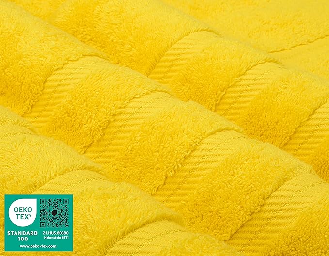American Soft Linen Luxury 4 Piece Bath Towel Set, 600 GSM 100% Cotton Turkish Bath Towels for Bathroom, 27x54 in Extra Large Bathroom Shower Towels, Yellow