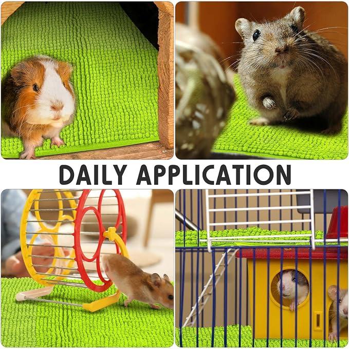 Amylove 4 Pcs Guinea Pig Cage Liner 16 x 24 Inch Washable Chenille Pee Pads Pet Dog Cat Bedding Training Mat Reusable for Small Animals Puppy Bunny Hamster Chinchilla