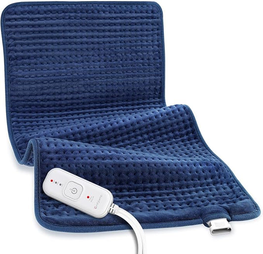 Comfytemp Extra Large Heating Pad for Back & Period, 33''x 17'' King Size, FSA Eligible Items Only List, HSA Approve Electric XL Heated Pad for Shoulder/Neck/Knee, Small Lap Blanket, Washable (Blue)