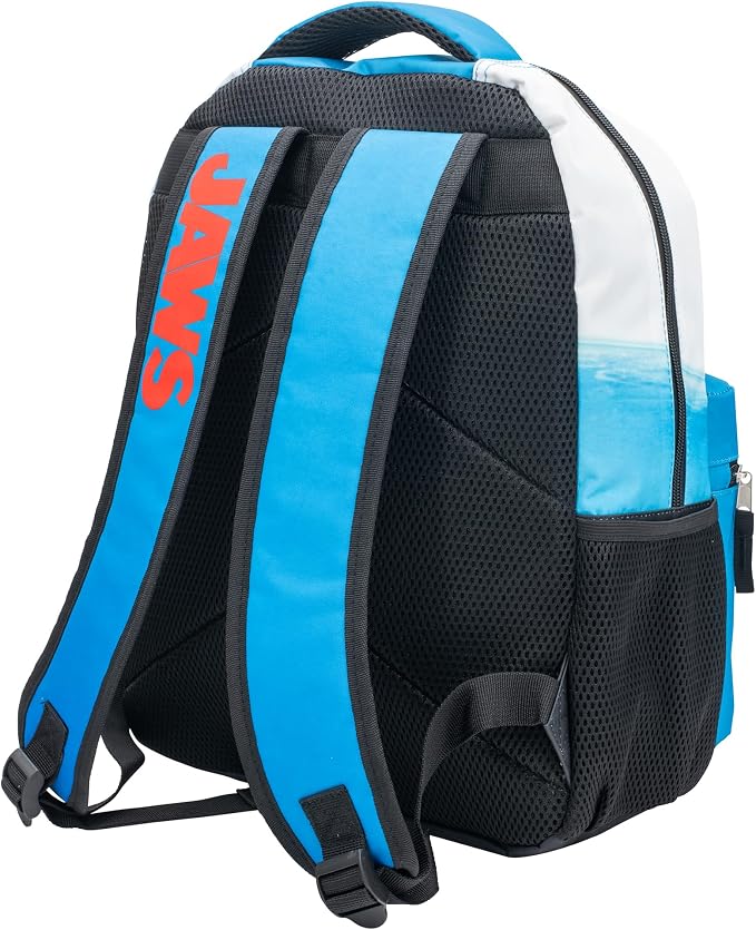 JAWS Movie Poster Backpack, 16 x 12 x 5 Inches, Shark School Bag with Laptop Pocket, 50th Anniversary Edition