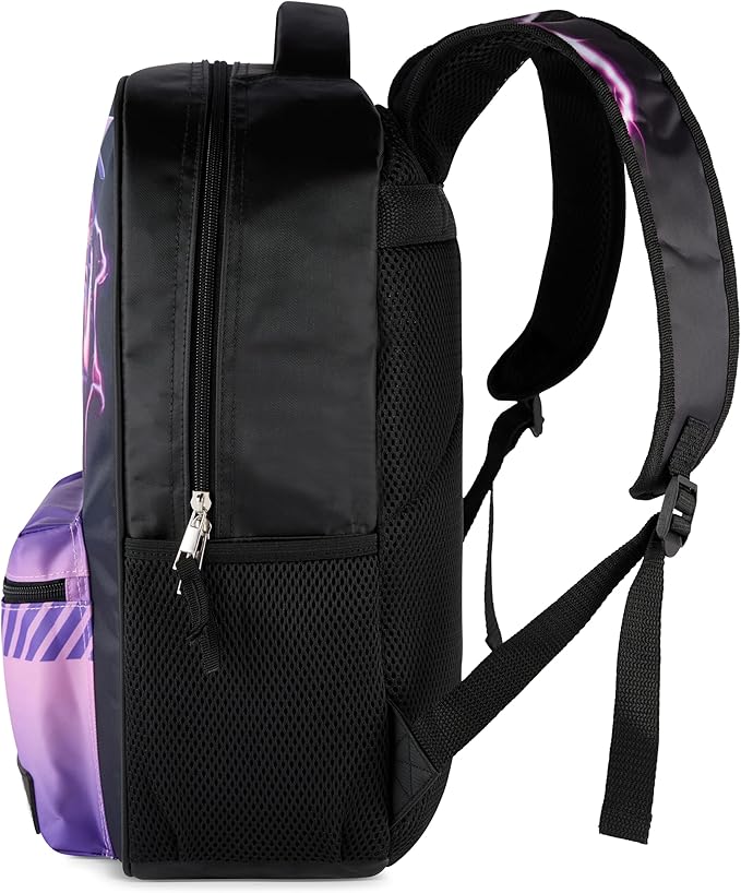 AI ACCESSORY INNOVATIONS K-Pop Demon Hunters Huntrix 16” Backpack for Girls, Featuring Rumi, Zoey, Mira, Rubber Molded Bag Charm, Huntrix