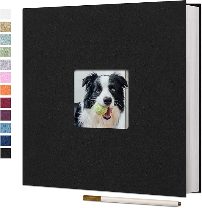 Vienrose Large Photo Album Self Adhesive for 4x6 8x10 10x12 Pictures Linen Scrapbook Album DIY 40 Blank Pages with A Metallic Pen