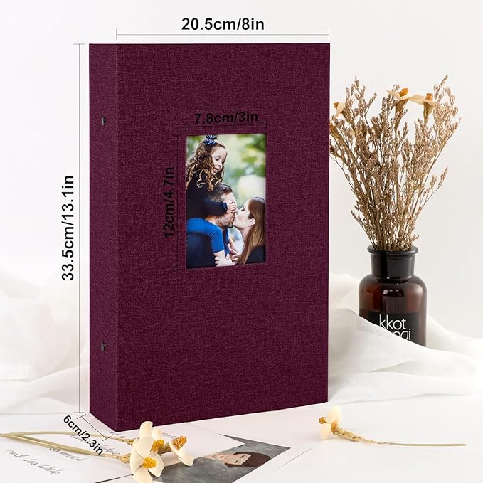 Ywlake Photo Album 4x6 300 Pockets Photos, Linen Photo Albums Holds 300 Horizontal Pictures Only Purple