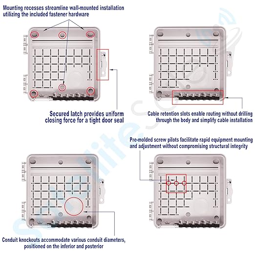 SatelliteSale Weatherproof Junction Box Heavy Duty Enclosure 9x9x4 Inches UV-Rated Thermoplastic Alloy Made in USA