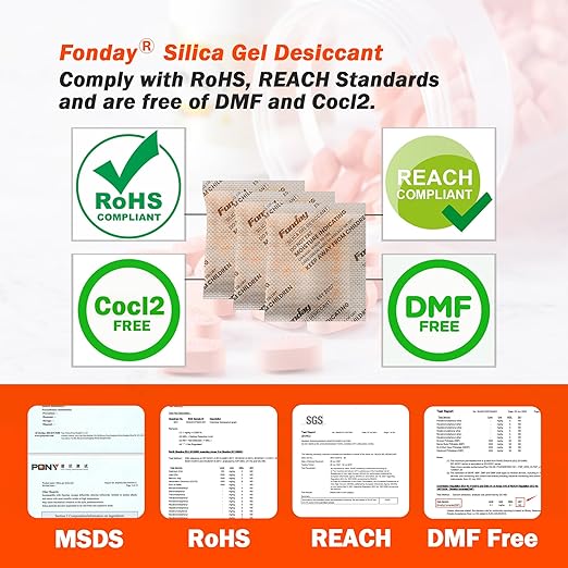 10g x 30 packs Fonday Rechargeable Silica Gel Desiccant Packets Fast Reactivate Desiccant Bags Moisture Indicating Orange to Green