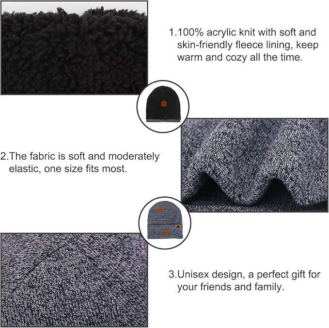 mysuntown Winter Beanie Hat Scarf and Touch Screen Gloves 3-Piece Set, 2025 Cold Weather Knit Fleece Lined Warm Unisex Sets