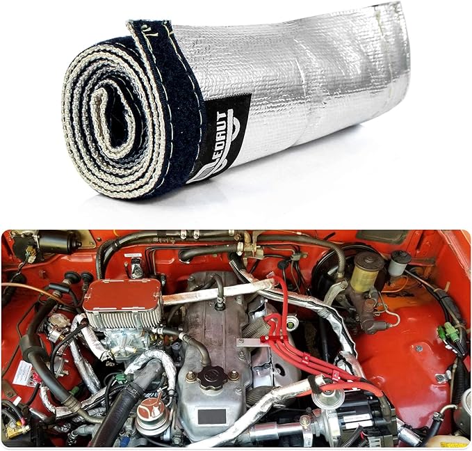 Wire Heat Shield Sleeve Aluminized Heat Shroud Heat Sleeving Fuel Line 2.2" I.D. X 3Ft With 10 Pcs Stainless Steel Cable Metal Zip Ties