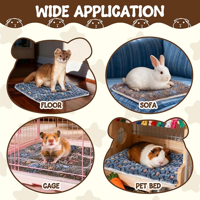 2 Pcs Guinea Pig Bed, Washable Rabbit Bunny Bed Mat Warm Small Animal Bed Pad Guinea Pig Pillow Pet Bed Mat for Chinchilla Hedgehog Ferret
