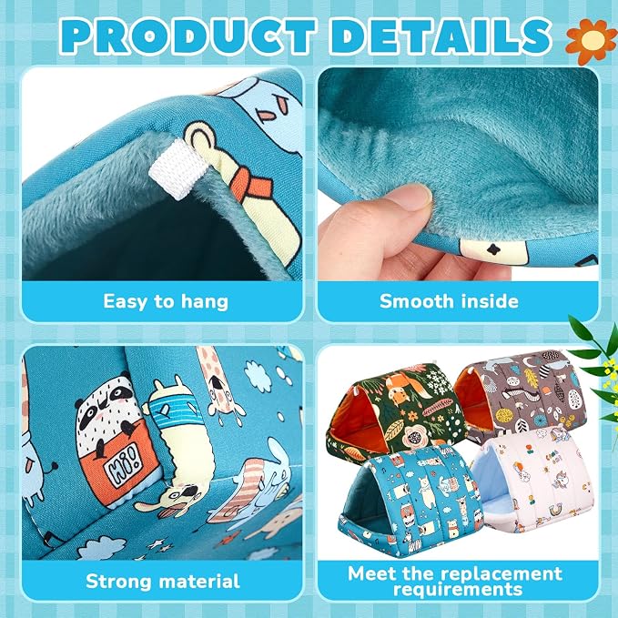 Cinnvoice Guinea Pig Hideout Bed Washable House Cage, Forest, 7.9 in | Soft Tunnel for Hamster Rabbit Bunny Chinchillas Hedgehog Mice Rat, Cozy Hideaway Habitat Accessories, Removable Cushion Pad
