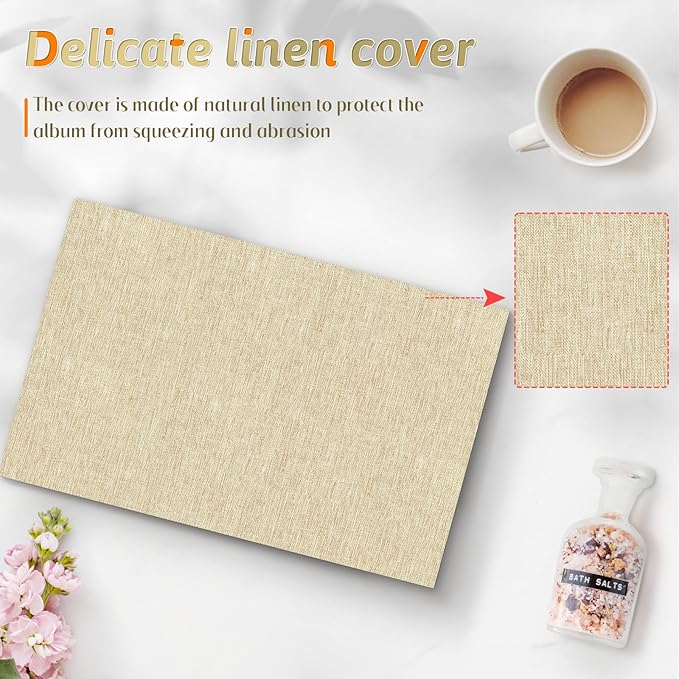 Popotop Photo Album 4x6 48 Pockets for Wedding Gifts,Linen Hardcover Picture Albums for Family Anniversary Baby Vacation Pictures