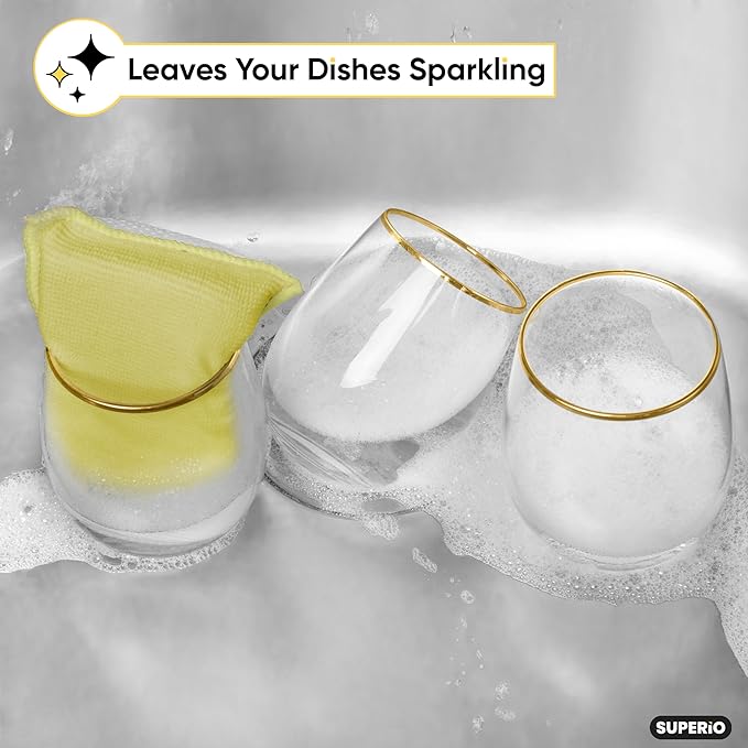 Microfiber Non-Scratch Dish & Kitchen Scrubber Heavy-Duty Household Cleaning Sponges, Multi-Purpose Cleaning Supplies for Dishes and Kitchens Pack of 3