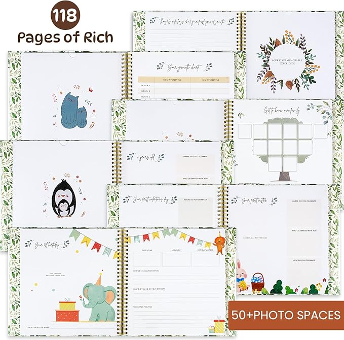 Baby Memory Book Keepsake for Boy and Girl Gifts Timeless First 5 Year Milestone Book to Record Every Event from Birth to Age 5 Gender Neutral Baby Journal Scrapbook Album
