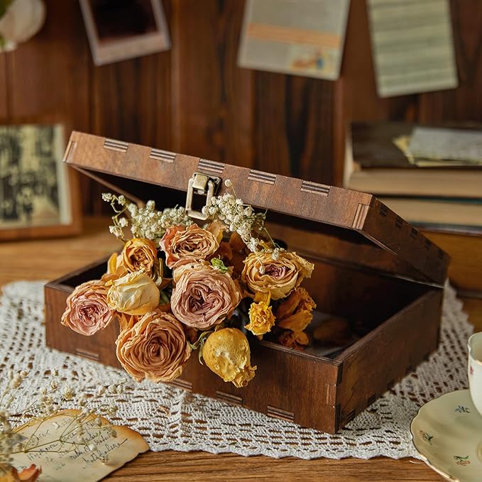 AW BRIDAL Engraved Wedding Memory Box with Lid, Wood Keepsake Boxes for Storage, Wedding Gifts for Couples, Bridal Shower and Bachelorette Gifts for Bride, Engagement Gifts for Newlyweds