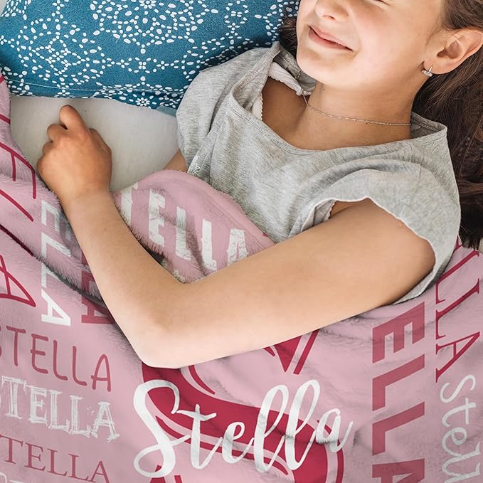 Ships Next Day- Custom Blanket With Name, Personalized Kids Throw Blankets, Teen Girl Gifts Trendy Stuff, Christmas Birthday Gifts for Boys Girls