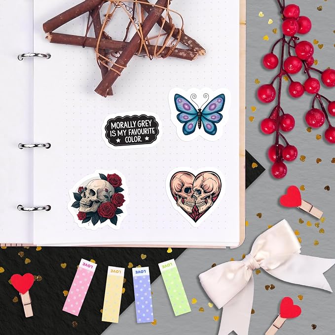 100Pcs Dark Romance Stickers for Water Bottle - Dark Book Stickers, Booktok Decals - Gifts for Book Lovers