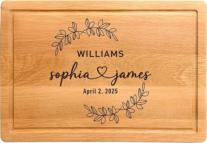 Personalized Wedding Gifts for Couples 2025, Engraved Cutting Board for Newlyweds, Couple, Women, Men, CustomName Love Cutting Board for Wedding, Anniversary, Christmas, New Home, Bamboo Serving Board
