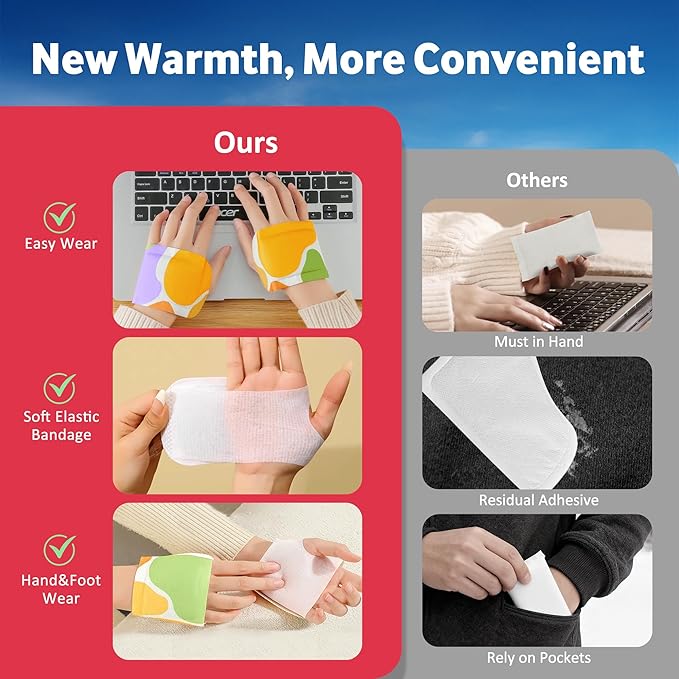 Hand Super Warmers - Long Lasting Natural Odorless Air Activated Warmers 10 Packs Heated Gloves