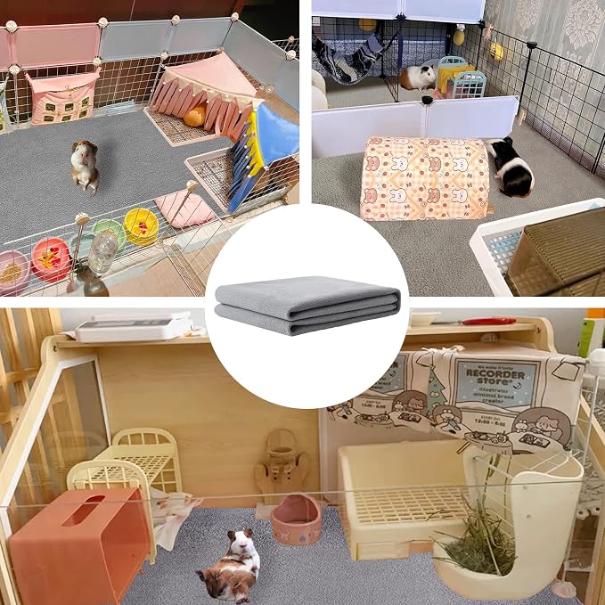 Guinea Pig Bedding, Cage Liners, Washable, Reusable & Leakproof | Premium Fleece Material, Instant Absorbent, Anti-Slip Bottom, Ideal Pee Pads for Small Animals.