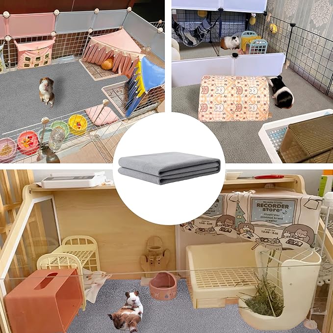 Guinea Pig Bedding, Cage Liners, Washable, Reusable & Leakproof | Premium Fleece Material, Instant Absorbent, Anti-Slip Bottom, Ideal Pee Pads for Small Animals.