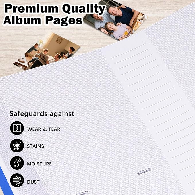 Photo Album 4x6 600 Photos with Writing Space Linen Cover with Front Window Picture Album, 600 Photos 4x6 Photo Album Book for Wedding Kids Travel Family Baby Pictures (Blue)