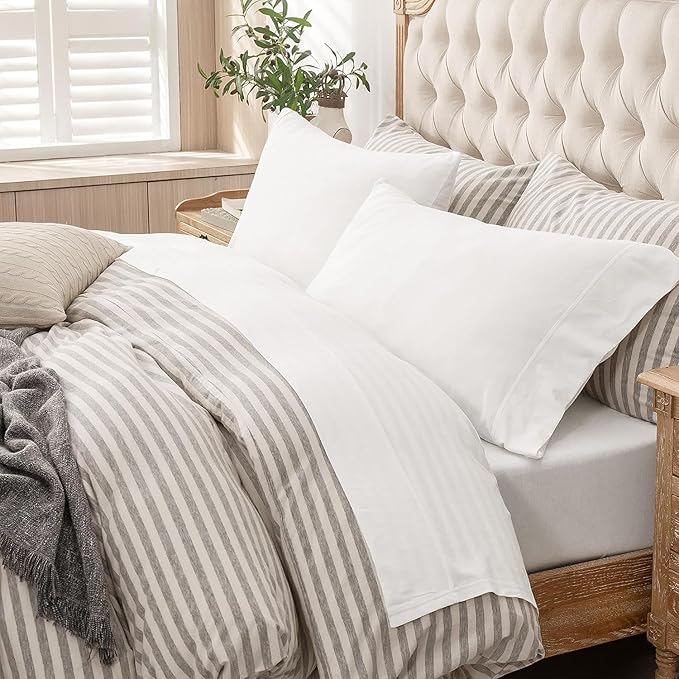 PURE ERA Jersey Knit 4pc Bed Sheet Set 100% T-Shirt Cotton Super Soft Comfy Breathable Fits Mattress Up to 20" Extra Deep Pocket (Solid Bright White, Cal King)