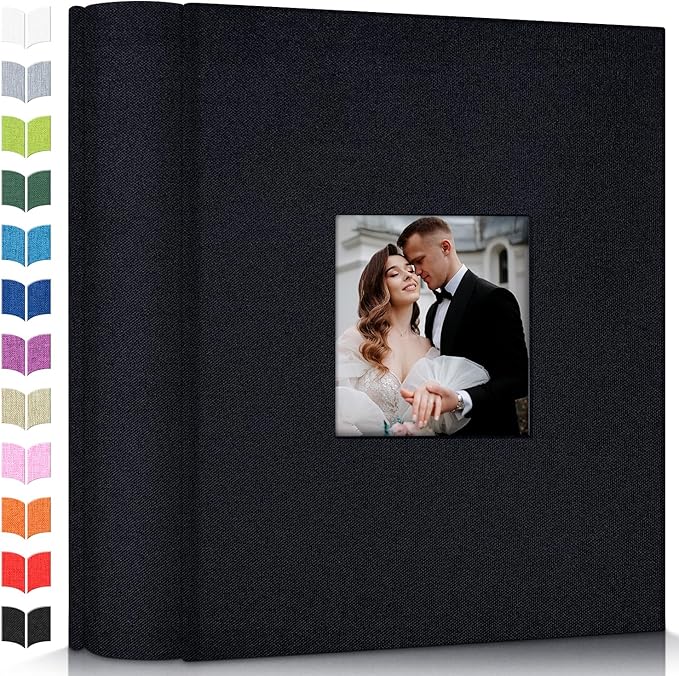 Photo Album 4x6 with 1000 Pockets,Slip-in Picture Albums,Linen Cover Memory Book with Front Window,White Page Vertical Photo Book for Wedding,Family,Anniversare,Baby,Vacation