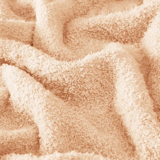 CYMULA Knit Throw Blanket for Peach Pink - Super Soft Lightweight Plush Fuzzy Fluffy Cozy Blankets and Throws for Sofa Bed, 50 x 60 inches