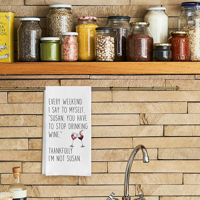 Funny Wine Kitchen Towels, Wine Gifts for Wine Lovers Dish Tea Towels for Kitchen Decor, Bar Towels for Bartender, Wine Kitchen Decor, 16x24 Inch