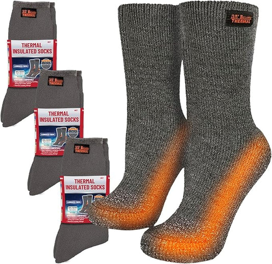 35° BELOW Thermal Insulated 1 or 3 Pk Socks for Men and Women, Designed with Soft Aluminized Loops to Keep Feet Warm and Cozy