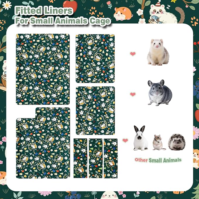 Ferret Cage Liner for Ferret Nation & Critter Nation Cage | Washable Bedding, Leakproof Cage Accessories for Ferrets, Chinchillas, Rats & Other Small Animals(Double Unit Combo)