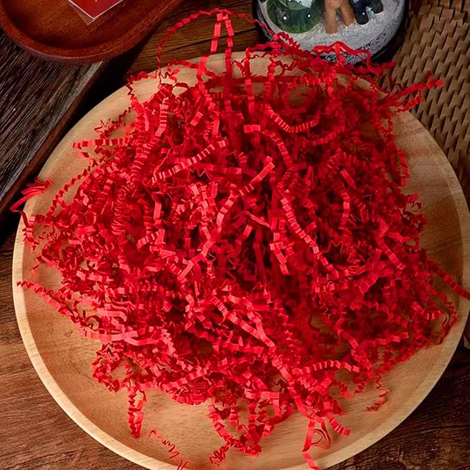 ZEBMOON 2 LB Red Crinkle Cut Paper Shred Filler Great for Gift Wrapping, Basket Filling, Birthday, Wedding, Halloween, Thanksgiving, Christmas, New Year Party Decorations Filling Supplies