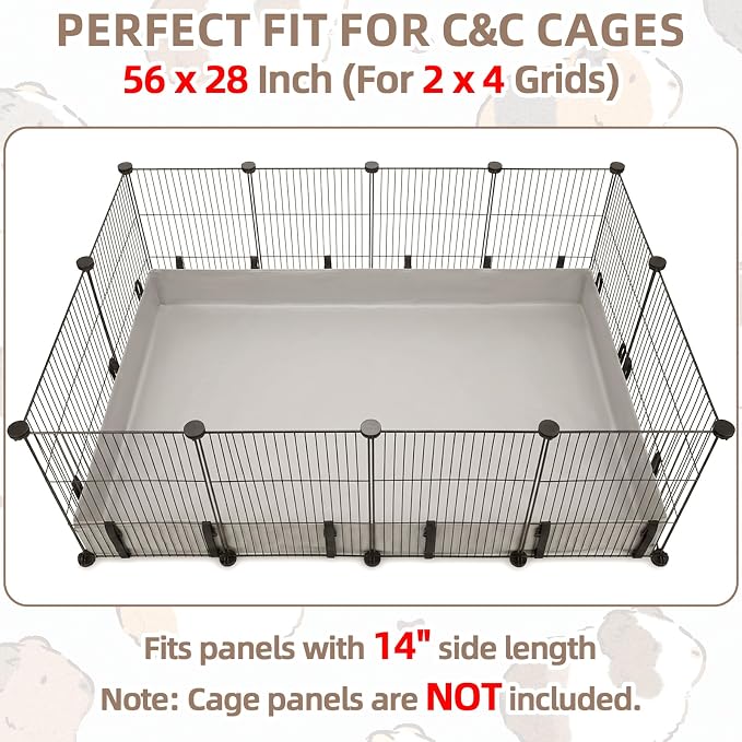 Guinea Pig Cage Liner, 56"x28" Waterproof Bottom Tarp | Fits Standard 2x4 C&C Cages, 600D Oxford Fabric Tray, 4" Raised Sides, Pet Mat for Rabbits, Small Animals