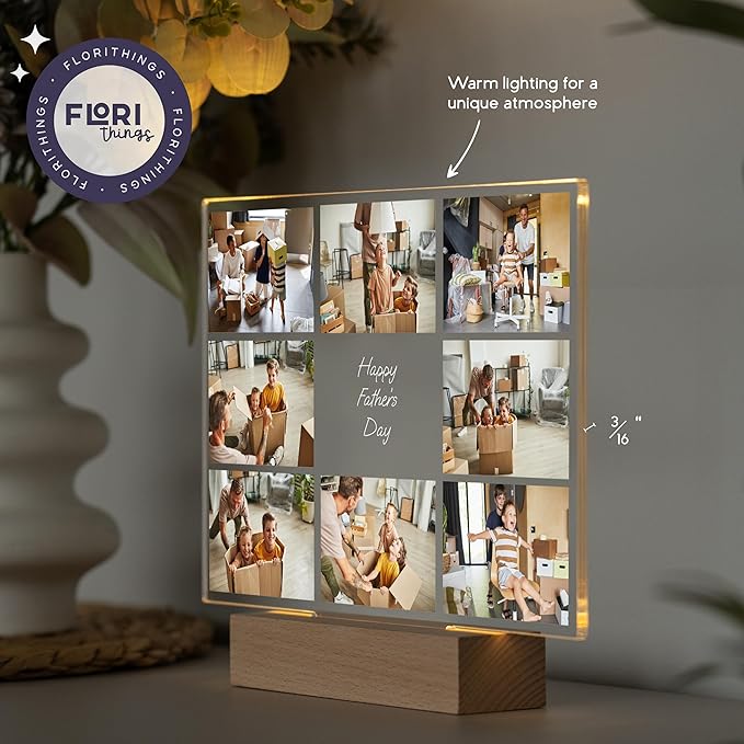 LED Acrylic Gifts for a Dad Customized - Personalized Fathers Day/Unique Birthday Gift Dad from Kids - Photo Fathers Day Present From Daughter