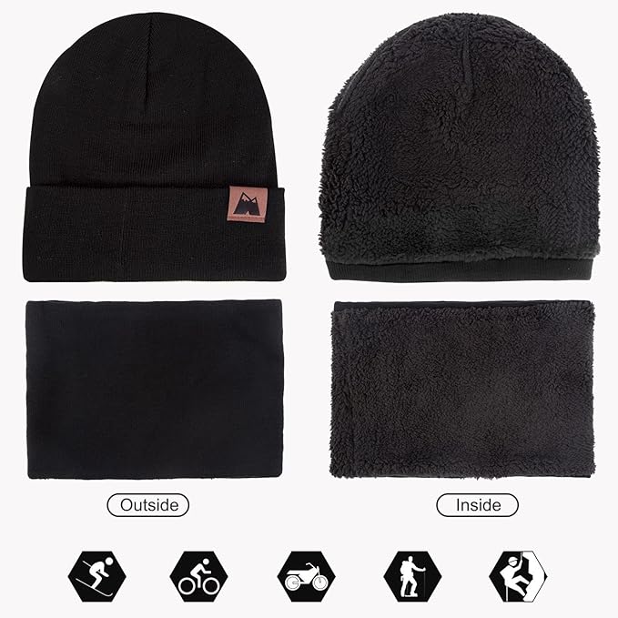 mysuntown Winter Beanie Hat Scarf and Touch Screen Gloves 3-Piece Set, 2025 Cold Weather Knit Fleece Lined Warm Unisex Sets